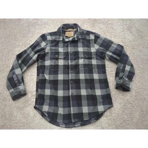 Outdoor Life‎ Shacket Mens Medium Gray Plaid Flannel Button Up Long Sleeve
